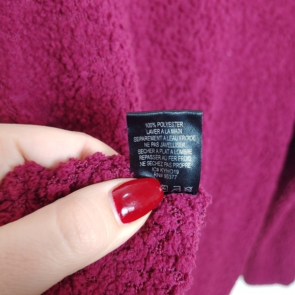 Sanctuary | Wine Teddy V-neck Oversized Sweater - Picture 6 of 7
